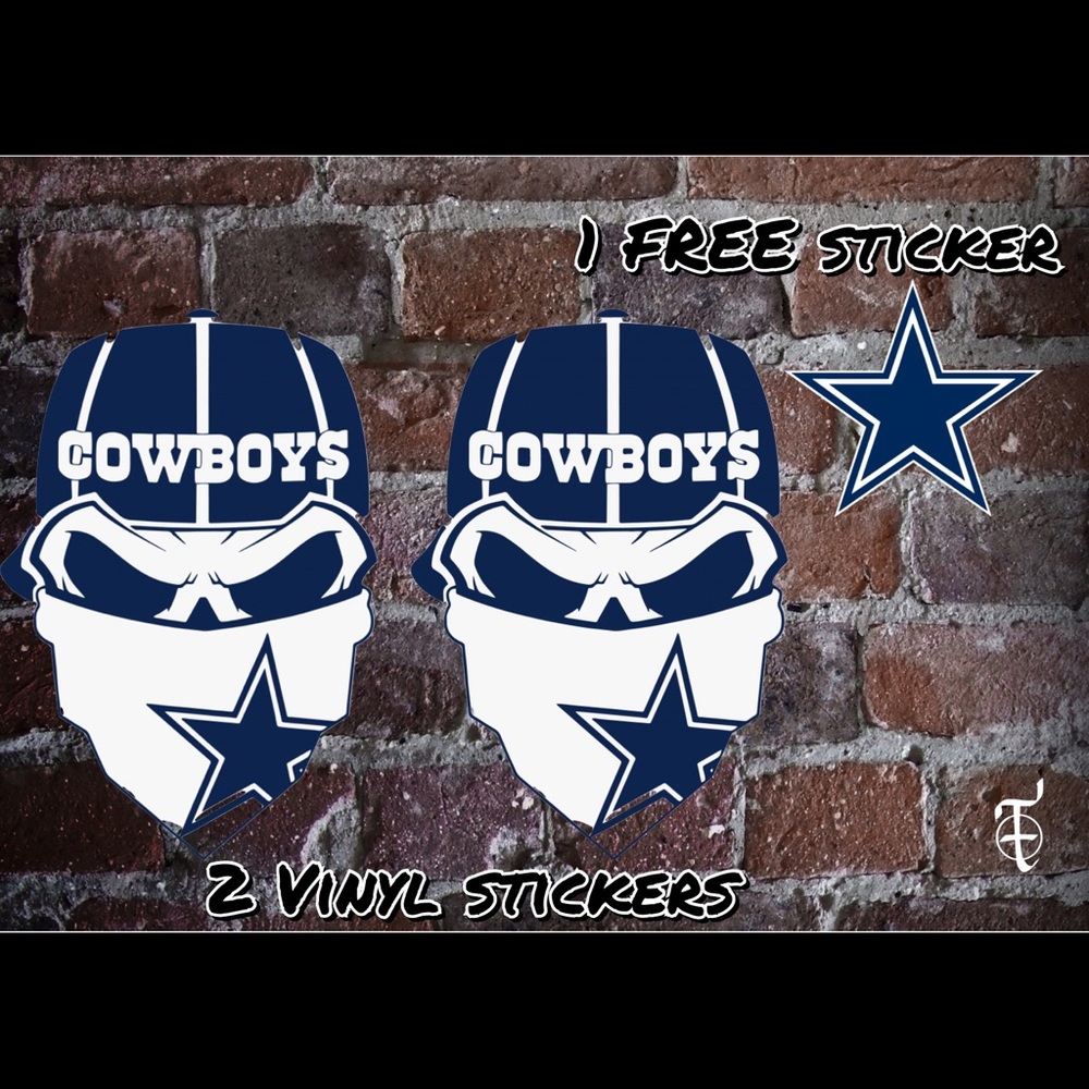 2 Vinyl Dallas Cowboys Stickers and 1 FREE sticker